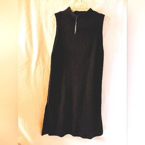 JW Style Sleeveless Moc Turtleneck Sweater Dress, M, Dark Blue